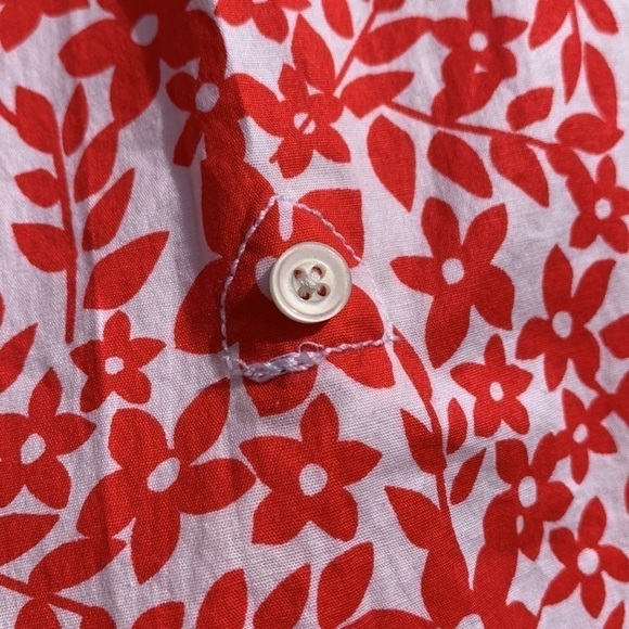L.l. Bean Floral Print Cotton/Lycra Button Down Shirt - Red/White - Picture 8 of 13